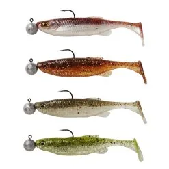 Savage Gear Fat Minnow T-Tail RTF 9 Cm [7 G] + 7.5 G Jiggskalle Med 2/0 Krok 4+4-pack -Haspelspön Försäljningsbutik 77017